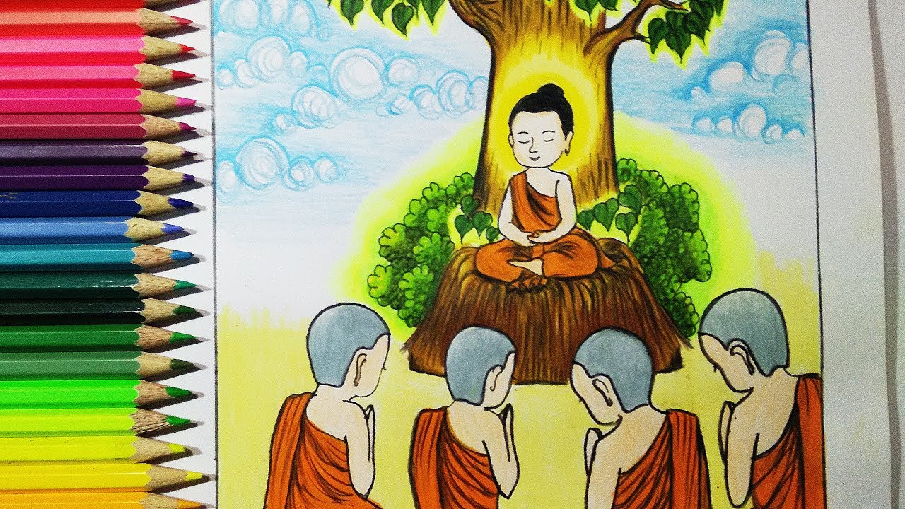 รูปวันอาสาฬหบูชา  2022  วาดภาพวันสำคัญทางศาสนา How to draw Khao Phansa day