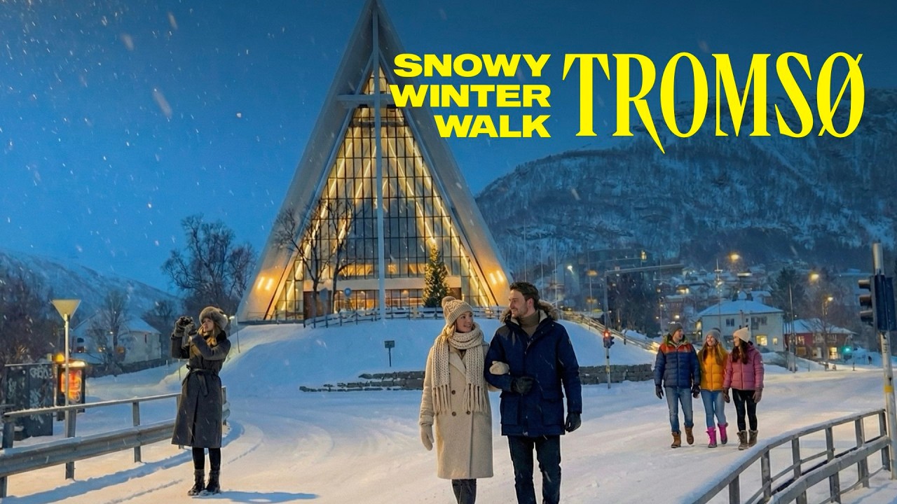 Snowy Winter in Tromsø, Norway | Walking Tour 4K 60fps