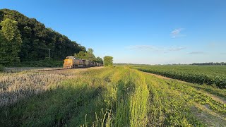 Union Pacific loaded down double coal on the UP River Subdivision in Wellington, Missouri 