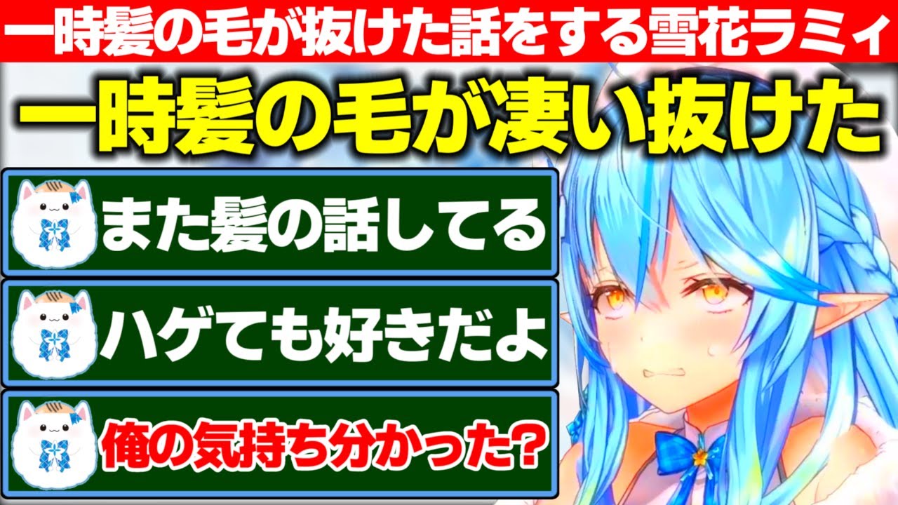 一時髪の毛が凄い抜けたという話をした結果「俺の気持ち分かった?」と髪の毛の話題に敏感な雪民に言われてしまう雪花ラミィ【ホロライブ/雪花ラミィ】