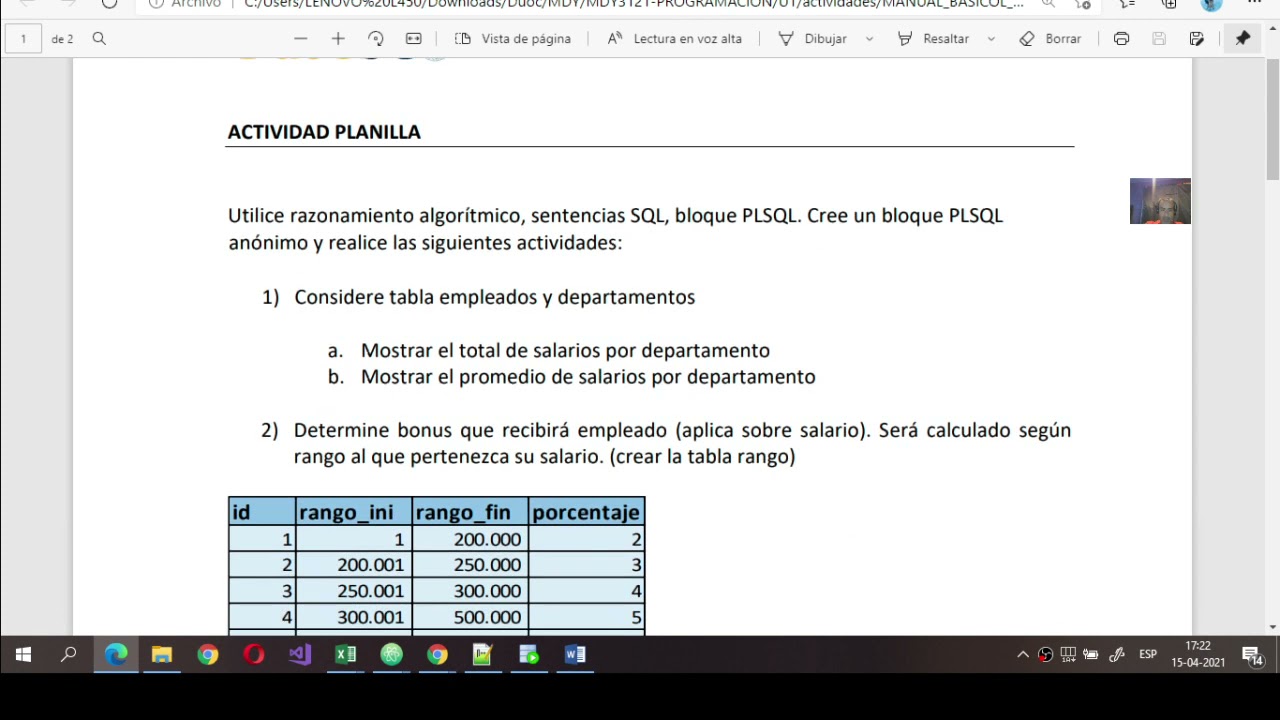 PL/SQL CASO #1 - Bloques anónimos simples. - YouTube
