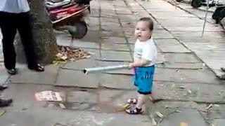 Toddler Uses Steel Pipe To Defend His Grandma (VIDEO)