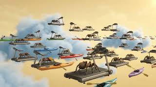 Tarantulas On Treadmills Flying With Kayakers In The Clouds