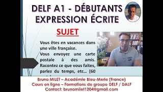 DELF A1  DEBUTANTS  EXPRESSION ECRITE   CARTE POSTALE VACANCES LOISIRS ET MÉTÉO