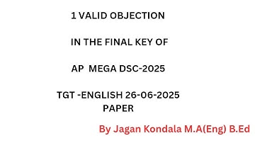 #apdsc ap mega dsc -2025 objections in the final key of tgt English 26-06-2025 paper