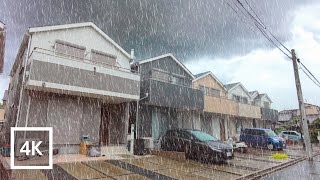 Japan 4K Walking Tour - Walking in Nagoyas suburbs in the pouring rain [4K/60fps]