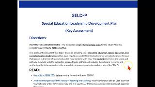 SELD-P Key Assessment SPED 7704