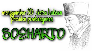 cara menggambar presiden Indonesia: cara menggambar soeharto