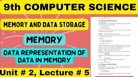 Memory and Data Storage | 9th computer science new book chapter 2 | @MKFStudyPoint