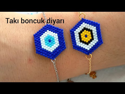 Miyuki Tuğla Tekniği ile Nazar Boncuk yapımı/ Evil eye beads with Brick stitch tutarial / Dıy