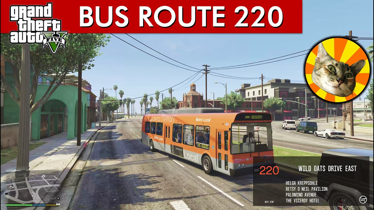 Bus Route 220 - Vespucci Beach to Vinewood Hills | GTA V