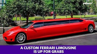A custom Ferrari limousine is up for grabs