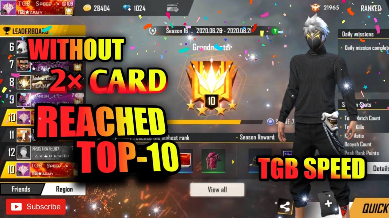 Top 10 region player without using double RP card