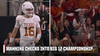 Arch Manning receives standing ovation as he check into the Big 12 Championship 👏