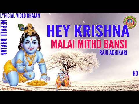 Hey Krishna Malai Mitho Bamsi Lyrical Video - Raju Adhikari Nepali Bhajan || Srd Bhakti Bhajan