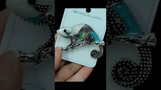 Enamel Lizard Chameleon Gecko Brooches For Women Antique Silver Pin Coat Jewelry