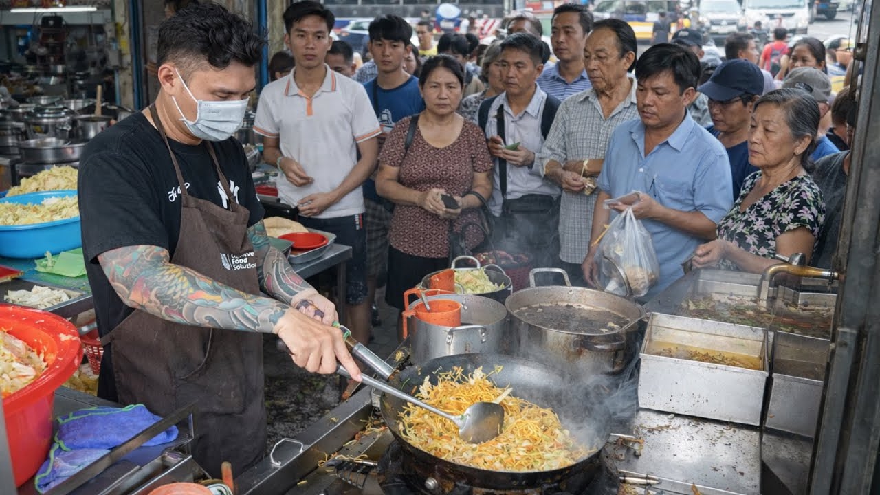 Quán bún mì xào chay gốc Hoa đông kín người mua ở vỉa hè Sài Gòn