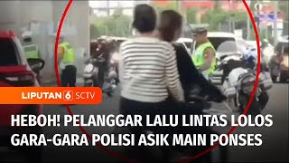 Heboh di Media Sosial, Pemotor Tak Pakai Helm Lolos karena Polisi Sibuk Main Ponsel | Liputan6