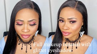 Full makeup tutorial with glitter eyeshadow #makeuptutorial #makeuptransformation #beautiful