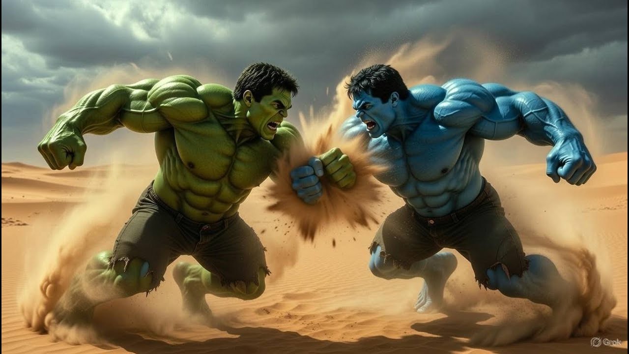 Hulk vs Blue Hulk: Epic Desert Duel!  