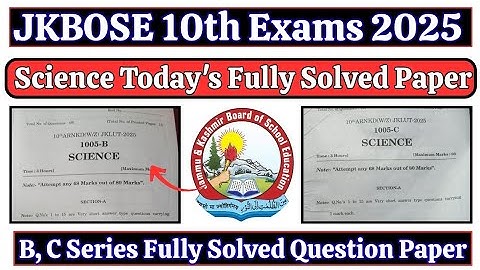 JKBOSE 10th Science Solved Paper 2025 JKBOSE Science Solved Paper 