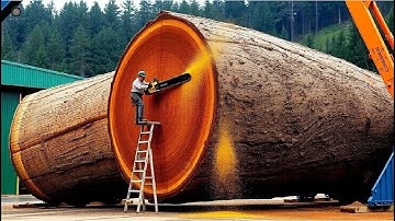Giant Wood Processing Process Thousand Year Old Trees -Danger Lurks With High Power Cutting Machines
