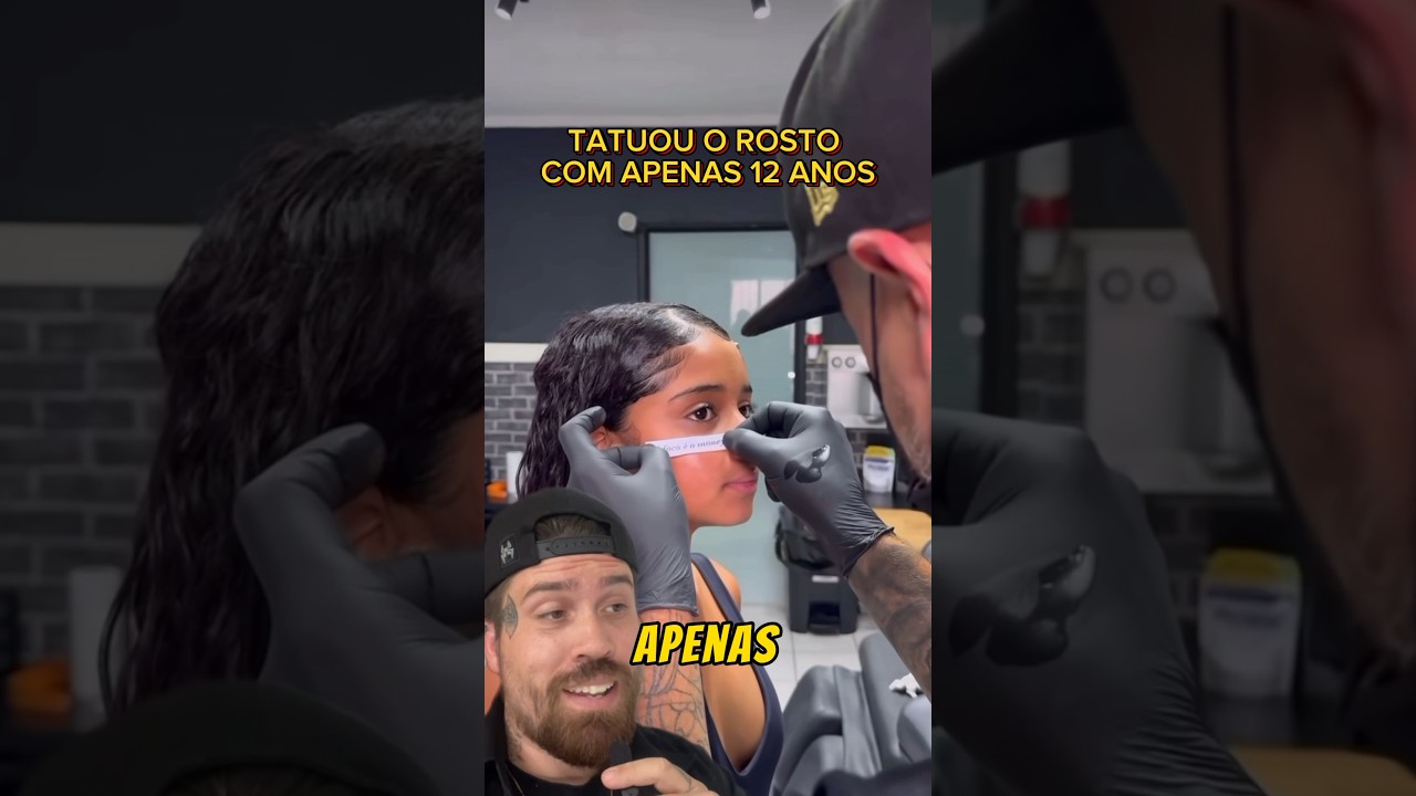 TATUOU O ROSTO COM 12 ANOS😱 #tatuagem #tattoo #fake
