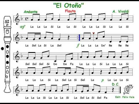 Resultado de imagen de partitura otoño vivaldi flauta