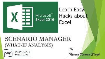 How to use SCENARIO MANAGER (WIA) in MS Excel 2016/2013/2010 tutorial by Neeraj Kumar Singh