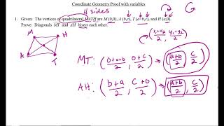 Coordinate Geometry Proofs with Variable Coordinates