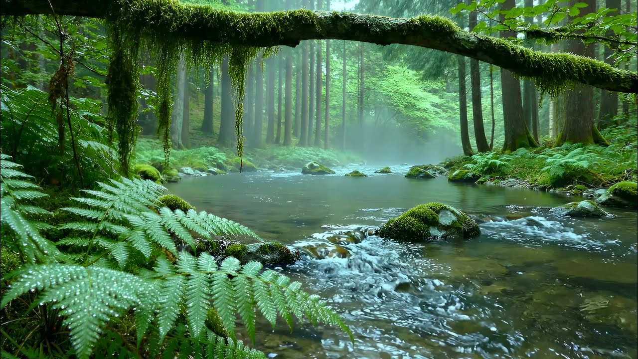 Forest Ambience Birds Singing Beautiful Stream Sounds for Peaceful Sleep, Rest, Study, Medicine ASMR