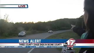 A three county car chase ends in Boone County