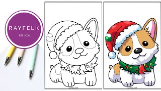 Christmas Costume Outfit Corgi Coloring Pages | Rayfelk Printable Coloring Pages | Dog Coloring Page
