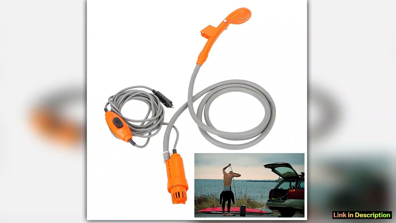 12V RV Caravan Shower With Pipe Pump Cigar Lighter Power Adapter Car Washer Outdoor Camping Travel