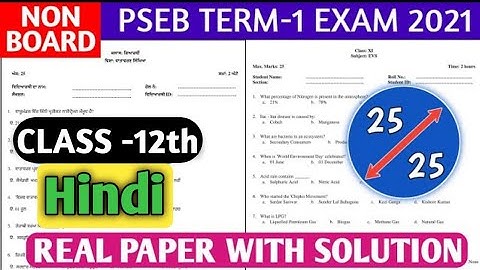 12th Real Hindi Paper Term-1 December 2021 | PSEB Term-1 exam | SKY GURUKUL +1 #pseb #pseb_paper