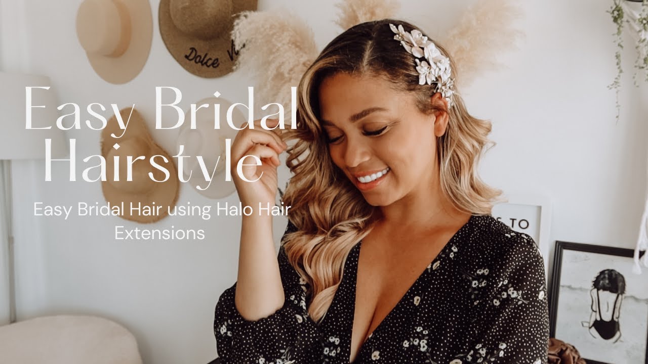 Easy Bridal Hairstyle Using Halo Hair Extensions | Ashley 