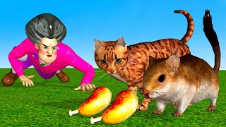 Scary Teacher 3D Hamster vs Cat Troll Miss T's Breakfast with Hello Neighbor and Ice Scream 4