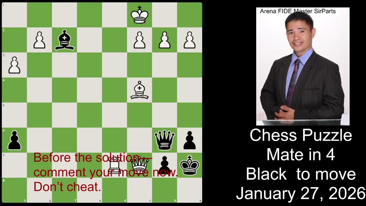 Mate in 4 | Can You Find the Winning Move? | Sir Parts Chess Puzzle No. 1 January 27, 2026