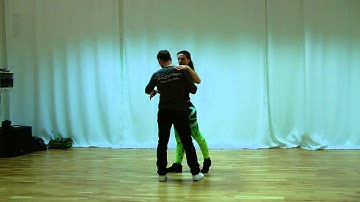 Zouk Germany. Beginners 1. Sidestep and left turn from basic step.