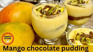 Mouthwatering Mango Chocolate Pudding from scratch/آم اور چاکلیٹ کی مزیدار پڈنگ