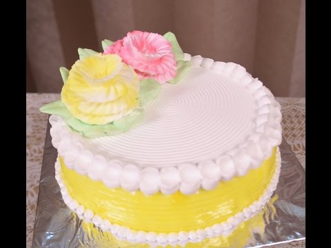 eggless-pineapple-cake-tutorial-easy-fresh-cream-cake-icing-recipe-technique