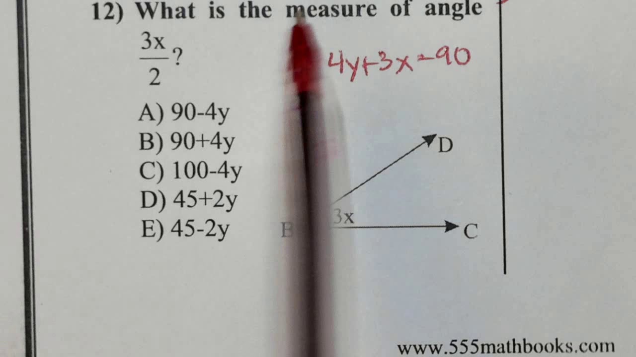 ACT Geometry - Angles - Question 12 - YouTube