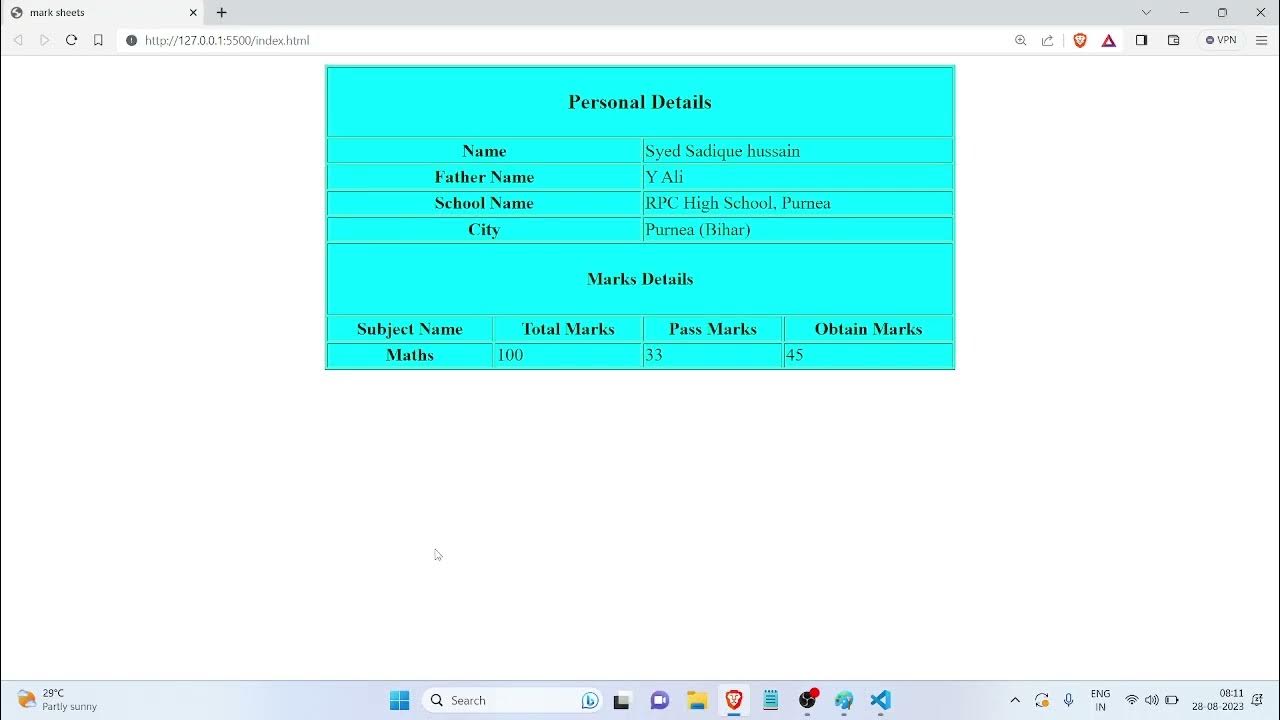marksheet design using html table - YouTube