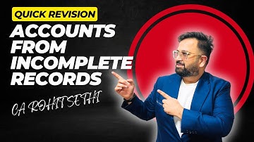 Detailed Revision: Accounts from Incomplete Record | CA Foundation | CMA Intermediate #carohitsethi 