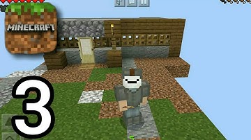 Minecraft PE - Gameplay Walkthrough One Block - Build A house  - Part 3 (IOS, Android)