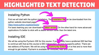 Highlighted Text Detection using OpenCV Python