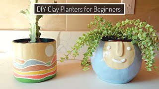 Air Dry Clay Planters for beginners | How to make clay pot