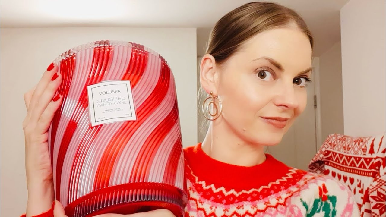 Voluspa Crushed Candy Cane Hearth 5 Wick Glass Candle Review 