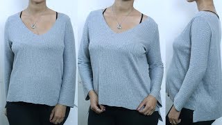 DIY BLUSÃƒO DE MALHA CANELADA FÃCIL