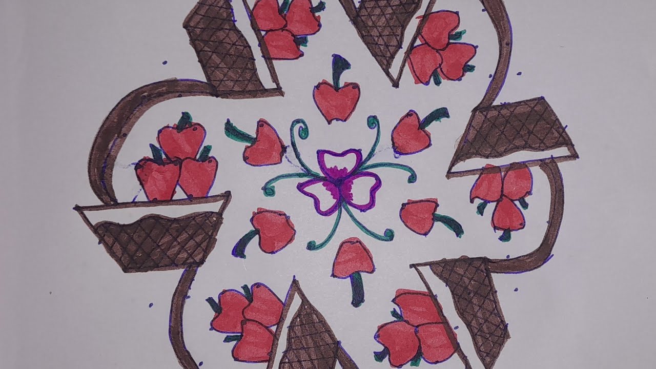 🍎🍏Apple 🍎Kolam with dots/simple and easy rangoli designs/begnersrangoli ...